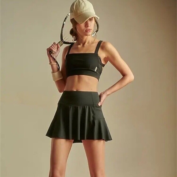 Skort Tennis Free People Noir - Taille M, Neuf Avec étiquettes, Idéal Pour Le Sport